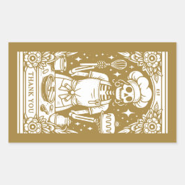 Pegatina Rectangular Baker Pastry Chef Gold