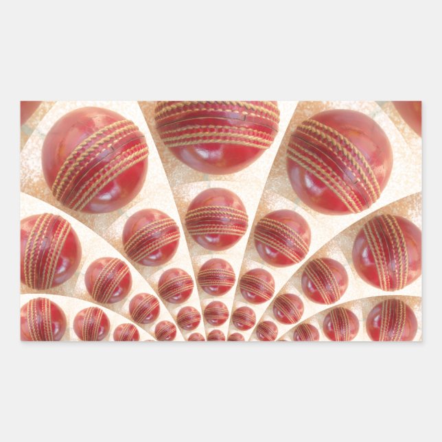 Pegatina Rectangular Balas de cricket con ritmo de pelotas de cuero: Ar (Anverso)