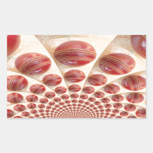 Pegatina Rectangular Balas de cricket con ritmo de pelotas de cuero: Ar