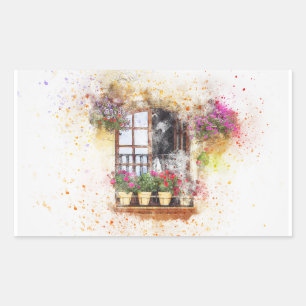 Pegatina Rectangular Balcón Vintage