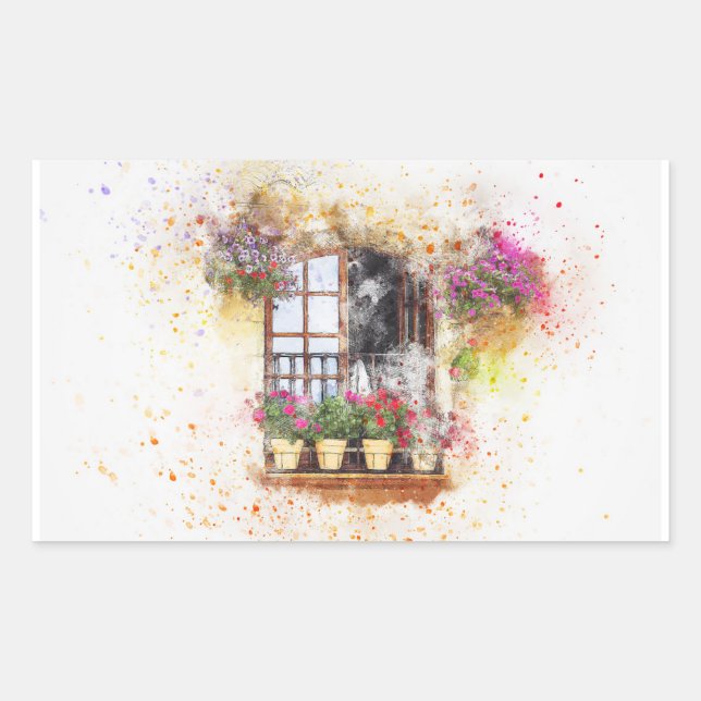 Pegatina Rectangular Balcón Vintage (Anverso)