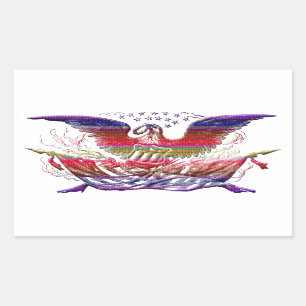 Pegatina Rectangular Bald Eagle USA Bandera Americana Arte Patriótico