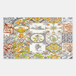 Pegatina Rectangular Baldosas cerámicas holandesas