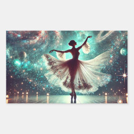 Pegatina Rectangular Balerina espacial
