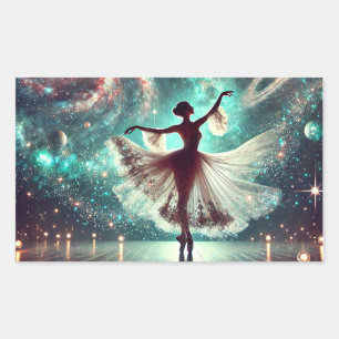 Pegatina Rectangular Balerina espacial