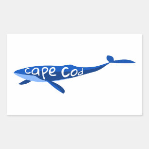 Pegatina Rectangular Ballena de Cape Cod Massachusetts