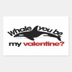 Pegatina Rectangular Ballena eres mi Valentine