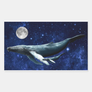 Pegatina Rectangular Ballena espacial