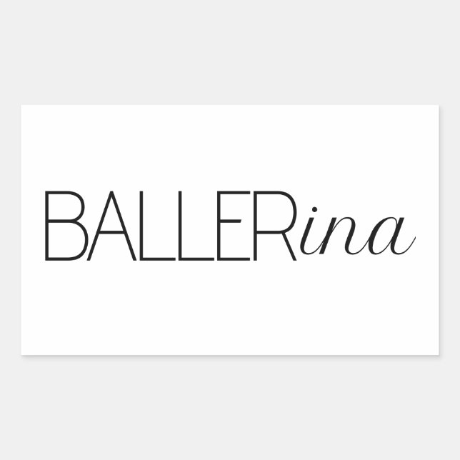 Pegatina Rectangular "Baller" Bailarina (Anverso)
