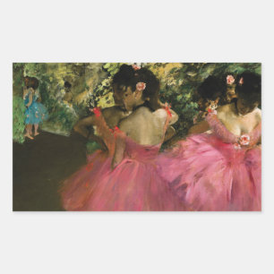 Pegatina Rectangular Ballerinas en rosa de Edgar Degas