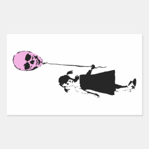 Pegatina Rectangular Balloon Girl