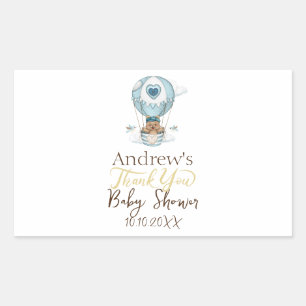 Pegatina Rectangular Balón de aire caliente Teddy Bear Cloud Bird