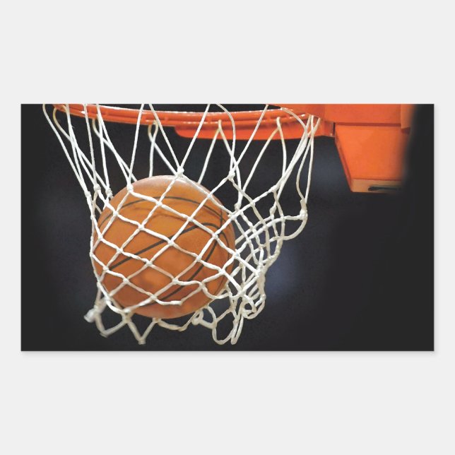 Pegatina Rectangular Baloncesto (Anverso)