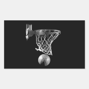Pegatina Rectangular Baloncesto blanco y negro