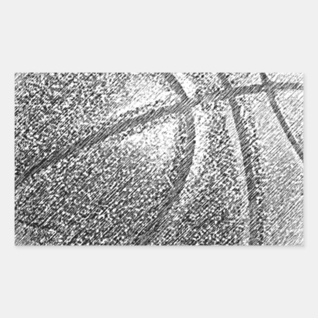 Pegatina Rectangular Baloncesto con efecto lápiz (Anverso)