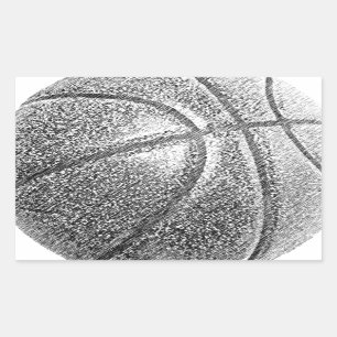 Pegatina Rectangular Baloncesto con efecto lápiz