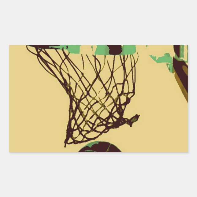 Pegatina Rectangular Baloncesto de arte pop (Anverso)