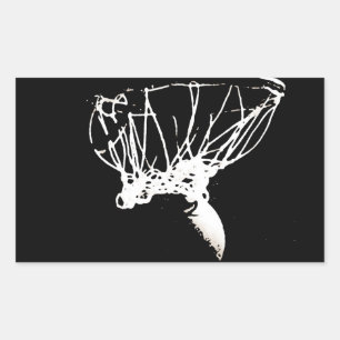 Pegatina Rectangular Baloncesto de arte pop blanco negro