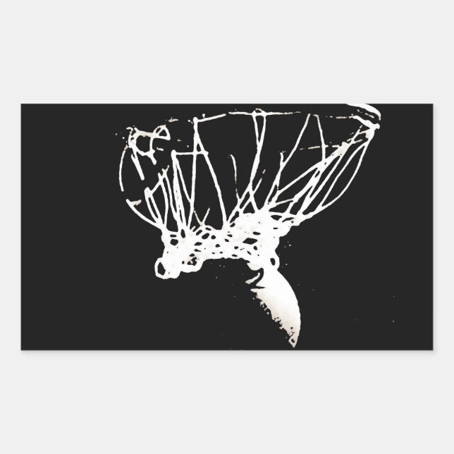 Pegatina Rectangular Baloncesto de arte pop blanco negro (Anverso)