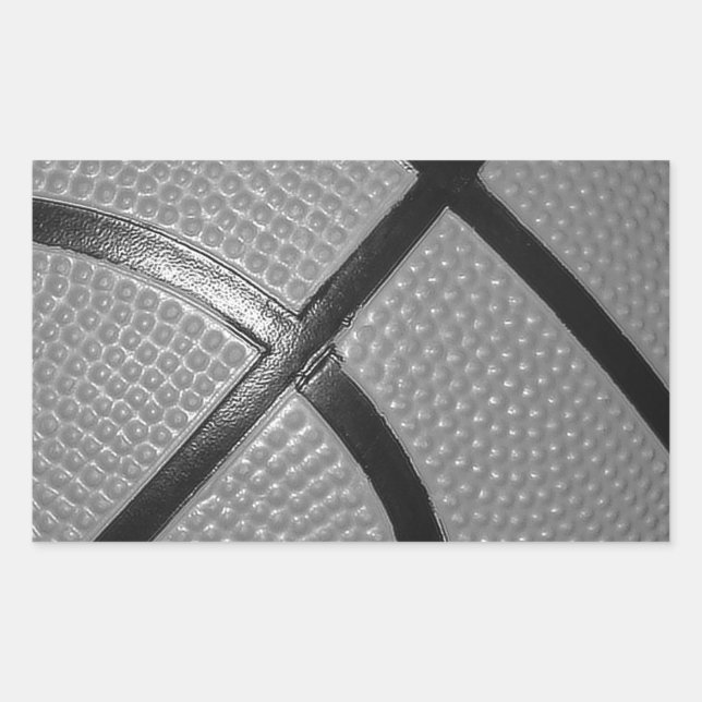 Pegatina Rectangular Baloncesto de Cierre Blanco y Negro (Anverso)