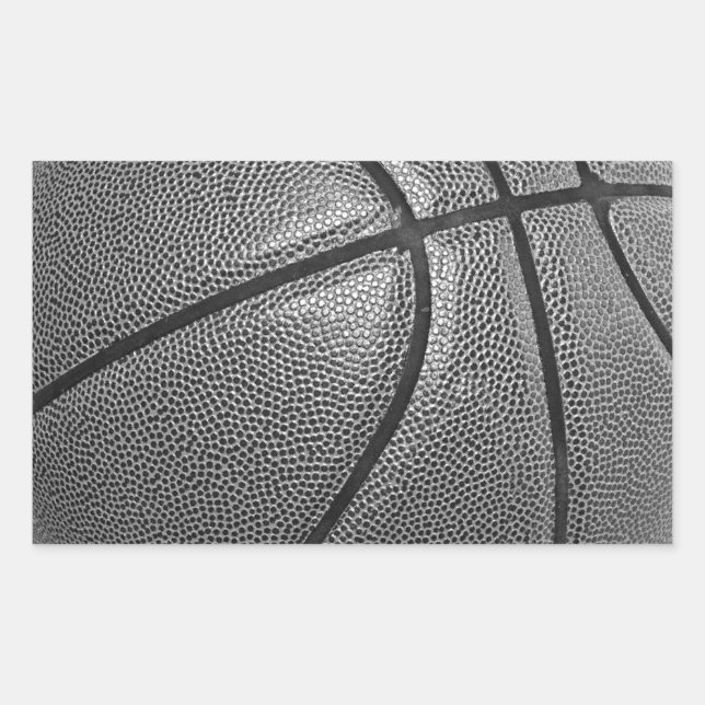 Pegatina Rectangular Baloncesto de escala de grises (Anverso)