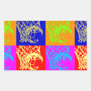 Pegatina Rectangular Baloncesto Pop Art