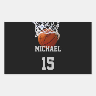 Pegatina Rectangular Baloncesto Su Nombre