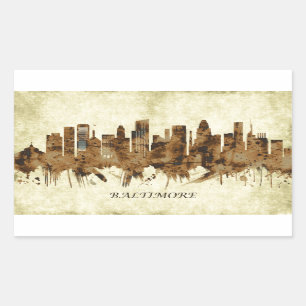 Pegatina Rectangular Baltimore Maryland Cityscape