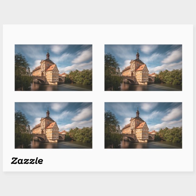 Pegatina Rectangular Bamberg Alemania (Hoja)