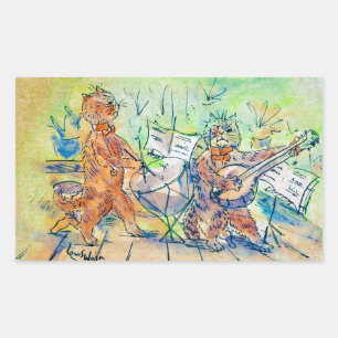 Pegatina Rectangular Banda de gatos, Louis Wain
