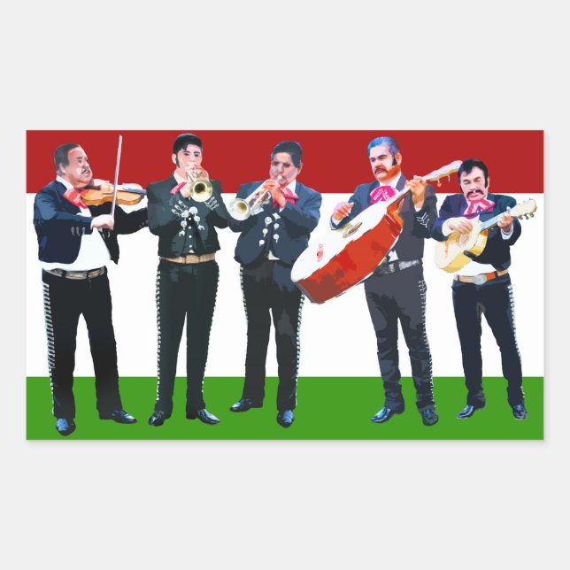 Pegatina Rectangular Banda Mariachi de México (Anverso)