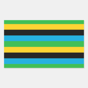 Pegatina Rectangular Bandas de bandera de Tanzania
