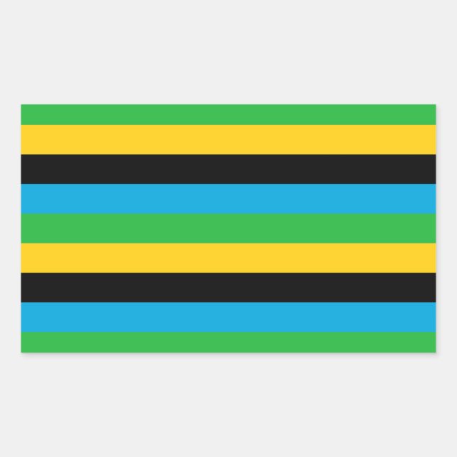 Pegatina Rectangular Bandas de bandera de Tanzania (Anverso)