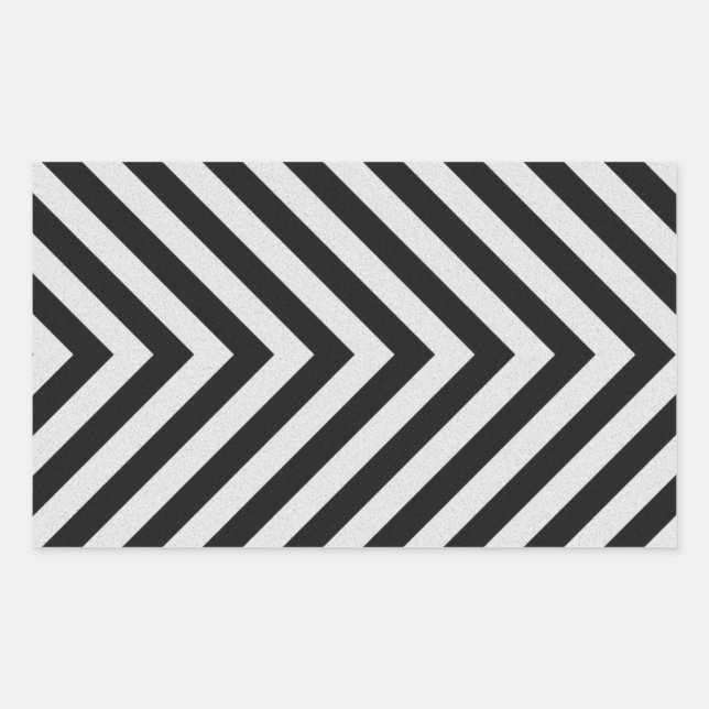 Pegatina Rectangular Bandas de peligro en blanco y negro texturadas (Anverso)