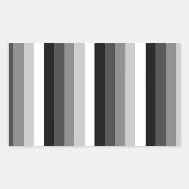 Pegatina Rectangular Bandas de sombra en blanco y negro (Anverso)