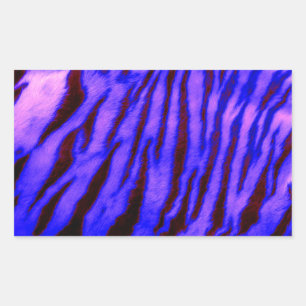 Pegatina Rectangular Bandas de tigre azul salvaje y vibrante