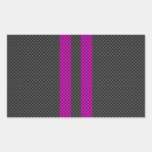 Pegatina Rectangular Bandas rosas de Fuchsia al estilo de la fibra de c
