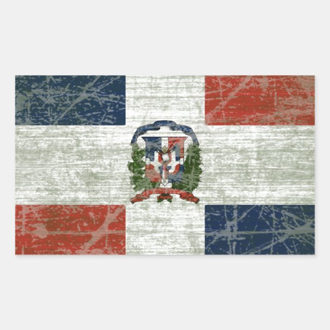 PEGATINA RECTANGULAR BANDEIRA DA REPÚBLICA DOMINICANA (Anverso)