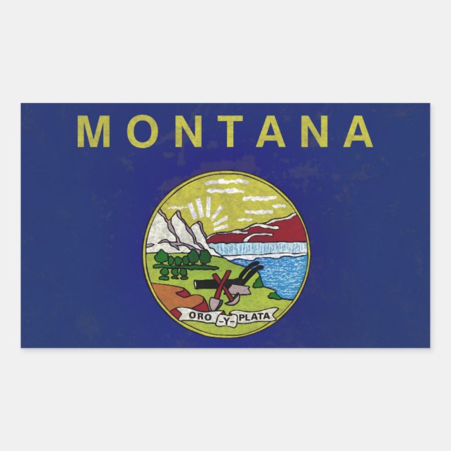 Pegatina Rectangular Bandeira de Montana (Anverso)
