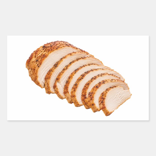 Pegatina Rectangular Bandeja de rebanadas de pavo asado tierno (Anverso)