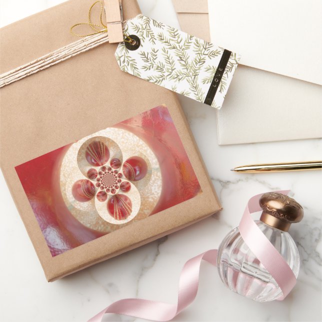 Pegatina Rectangular Bandejas de cricket rojas resumen diseño de impres (Regalar)