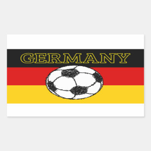 Pegatina Rectangular Bandera alemana con fútbol