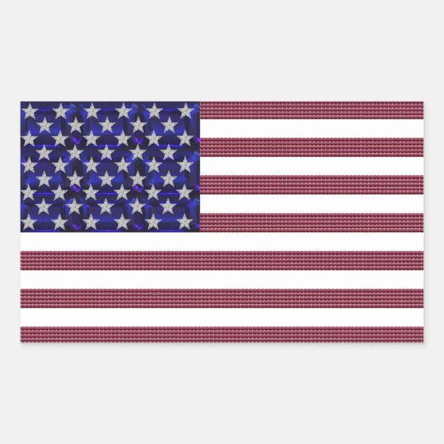 Pegatina Rectangular Bandera Americana (Anverso)