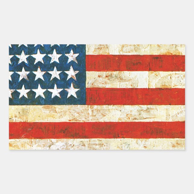 Pegatina Rectangular Bandera Americana (Anverso)