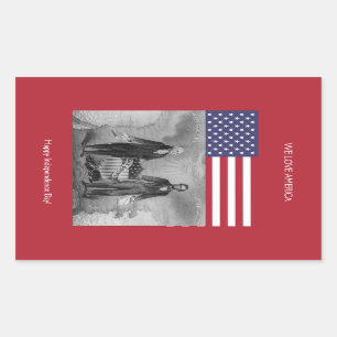 Pegatina Rectangular Bandera americana de George Washington Abraham