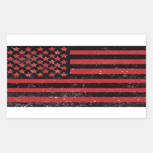 Pegatina Rectangular Bandera americana del grunge rojo negro