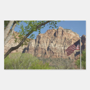 Pegatina Rectangular Bandera Americana en el Parque Nacional Zion I