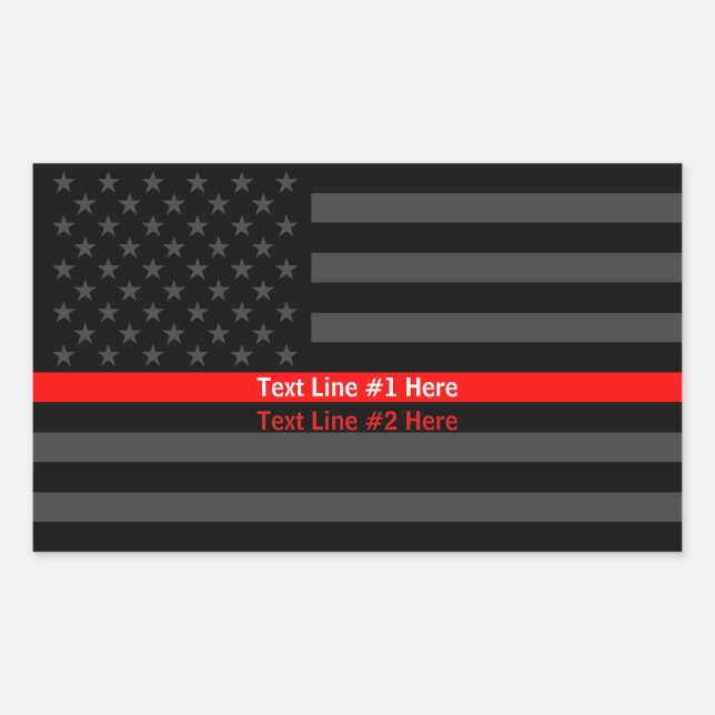 Pegatina Rectangular Bandera americana línea roja delgada Simbólica tu  (Anverso)