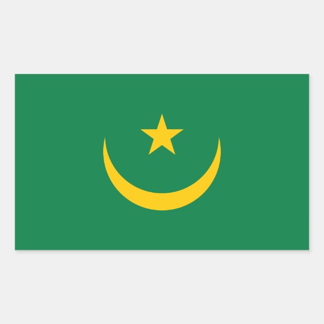 Pegatina Rectangular Bandera antigua de Mauritania (Anverso)
