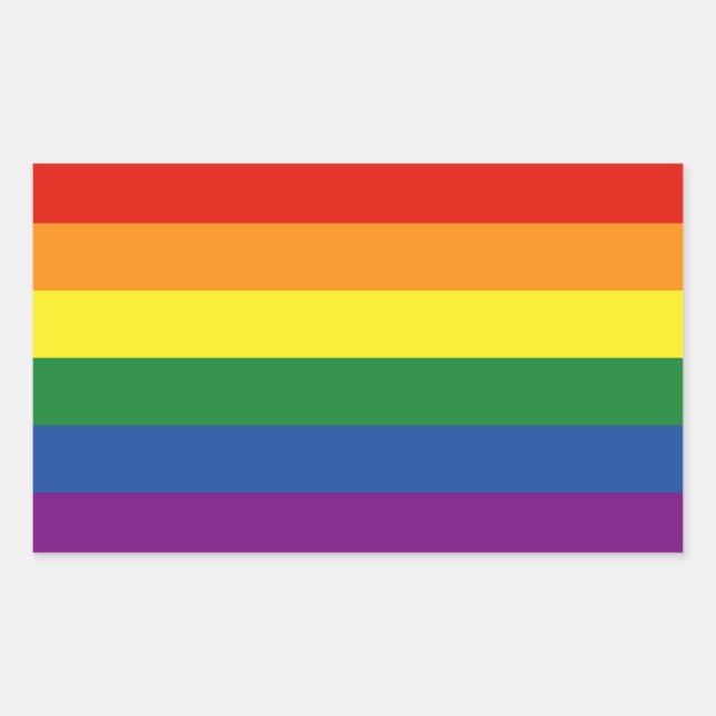 Pegatina Rectangular Bandera arco iris del orgullo gay (Anverso)